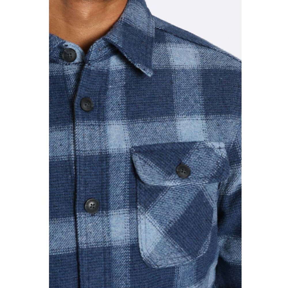 Jachs Men's Blue Plaid Wool Blend Sherpa Lined Shirt Jacket - Picture 3 of 5